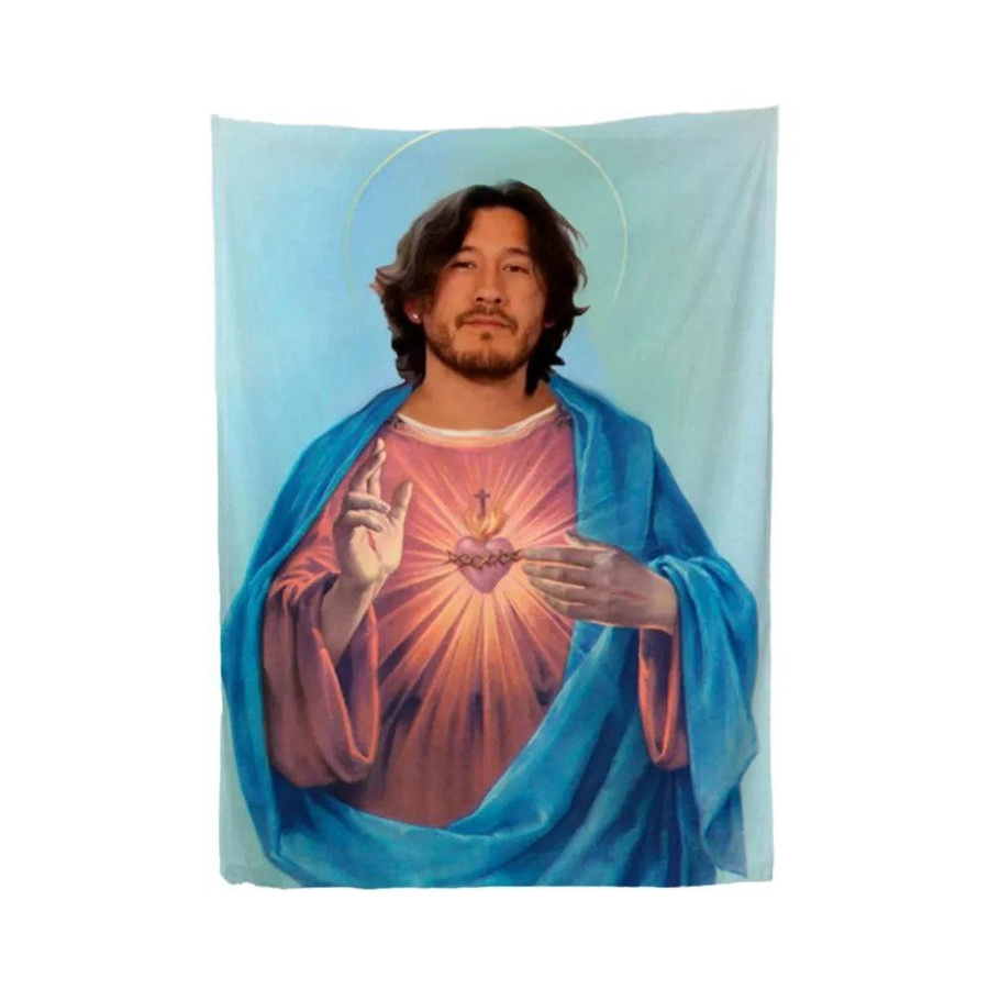 Markiplier Jesus Meme Wandteppich von JMG Household Supplies, bunter Polyester Wandbehang für Gamer, Breite: 40 cm, Höhe: 60 cm - Bild 3