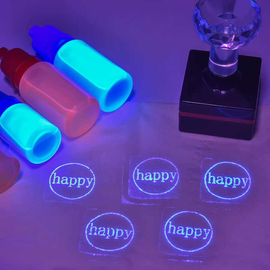 Fluoreszierende UV-Spezialtinte in Blau für fälschungssichere Blitzstempel - Bild 4
