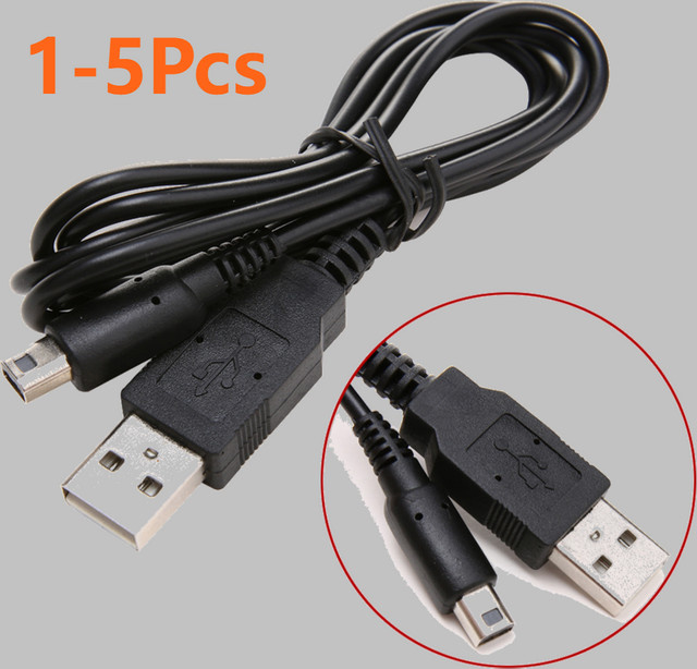 APWIKOGER USB-A Ladekabel und Datenkabel für Nintendo 3DS, 3DS XL, 2DS und NDSI, Schwarz, 1 m - Bild 1