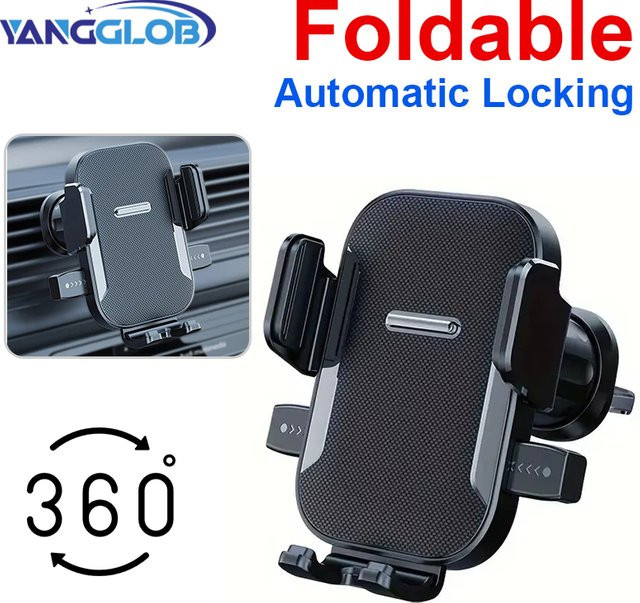 Universeller faltbarer und drehbarer Auto-Handyhalter für die Lüftungsschlitz-Halterung von YANGGLOB in Schwarz - Bild 1