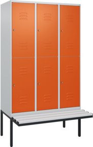 C+P Doppelstock-Spind Classic PLUS Sitzbank mit 3 Abteilen und Zylinderschloss, B/T/H: 212,0 x 120,0 x 81,5 cm - Bild 1