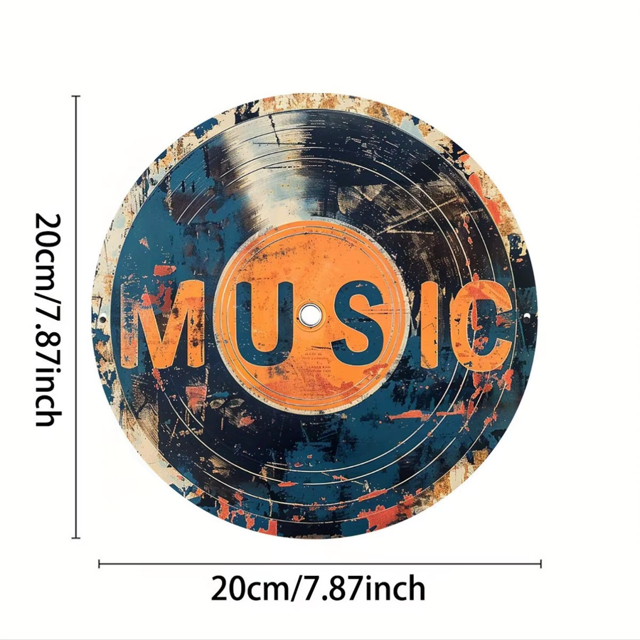 Potdemiel Vintage Aluminiumschild Musik Design in Mehrfarbig, B/H: 20,3 x 20,3 cm - Bild 3