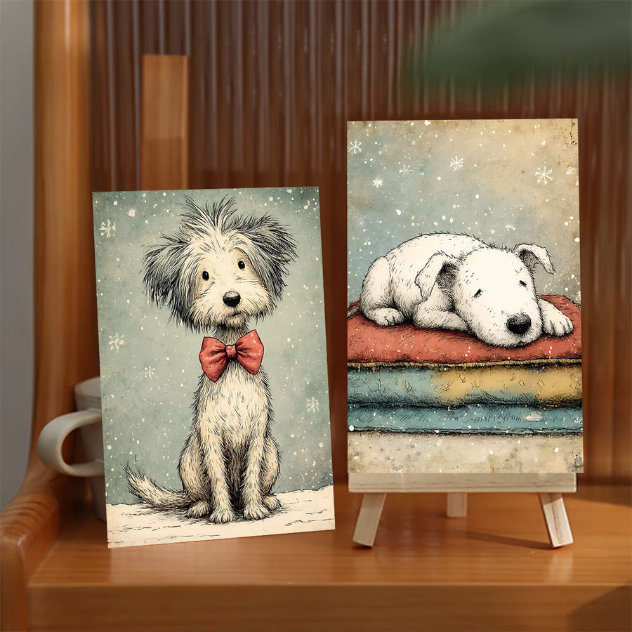 20 Stück Weihnachtspostkarten mit Hunde- und Welpenmotiv als Wandkunst-Dekoration in Mehrfarbig - Bild 2