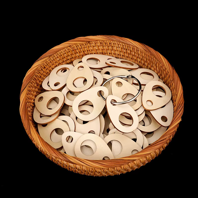 100 Stück Holz-Spulen in Tropfenform zur Organisation von Kreuzstichfäden und Nähgarn mit Zahnseide-Ring für dein DIY-Projekt - Bild 3
