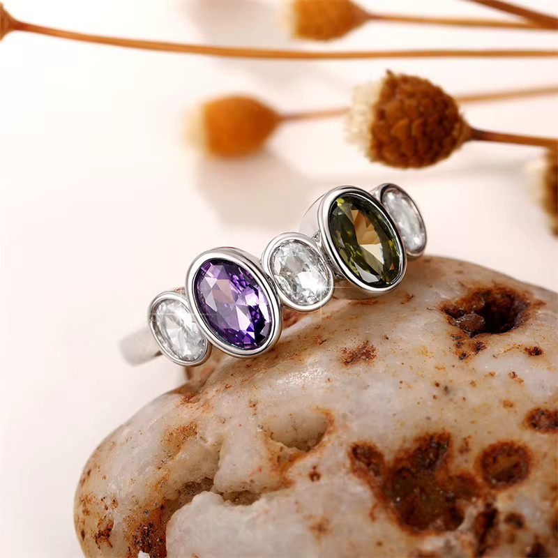 Huitan Fingerring, bunt, Zirkonia, Silber, Damen - Bild 3