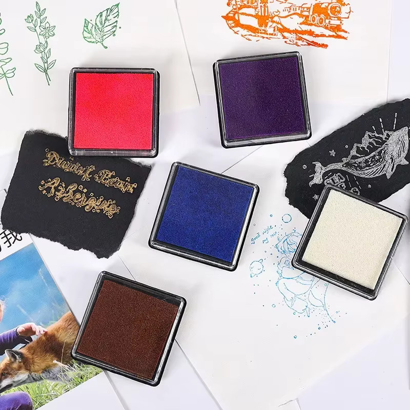 Set mit 15 farbigen Stempelkissen auf Ölbasis für Bastelarbeiten auf Stoff und Papier, Multicolor und Violett - Bild 3