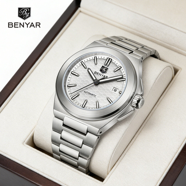 Benyar Automatik-Armbanduhr, Edelstahl, Schwarz, Herren - Bild 1