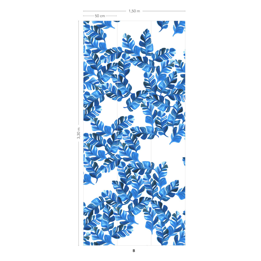 Isidore Leroy Mural Pacifico Bleu selbstklebende Tapete mit floralem Muster in Blau, B/H: 50 x 330 cm - Bild 2