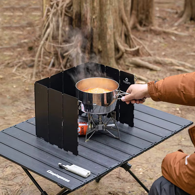 CAMPINGMOON Tragbarer Gaskocher-Windschutz BKYD-10 in Schwarz für Outdoor und Picknick - Bild 2