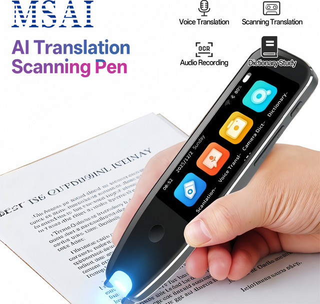 MSAI S10 Smart Scan-Stift in Schwarz mit 500W Kamera, Offline-Übersetzung in 134 Sprachen und Sprachübersetzungs-Wörterbuch sowie Aufnahmegerät für das Studium - Bild 1