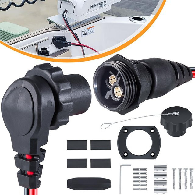 Minn Kota MKR-26 Trolling-Motorstecker und Buchse für Marine-Batteriezubehör in Schwarz für 12 V 24 V 36 V 48 V - Bild 1
