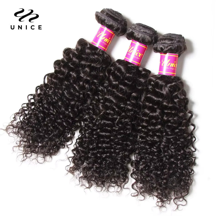 UNice Hair Virgin Human Hair Bundles, burmesisches lockiges Echthaar, 3 Bundles, natürliche Farbe - Bild 2