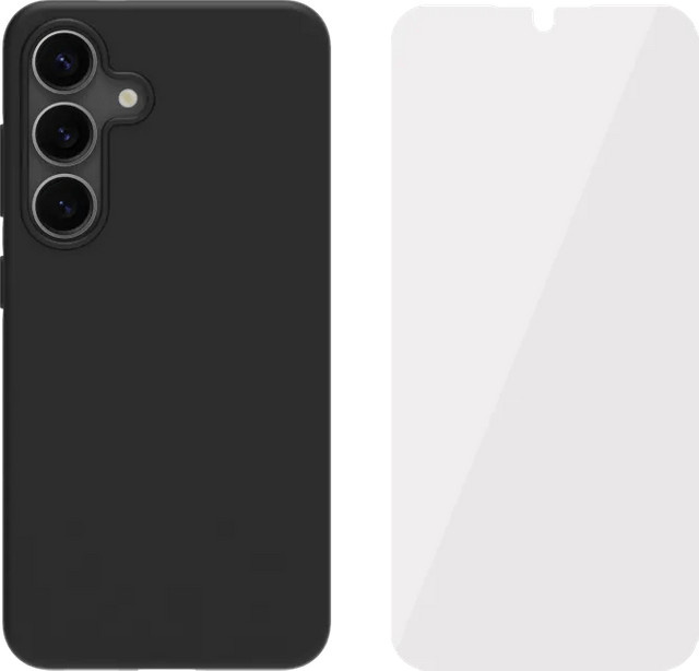 BlueBuilt Samsung Galaxy S25 Backcover in Schwarz mit Panzerglas - Bild 1