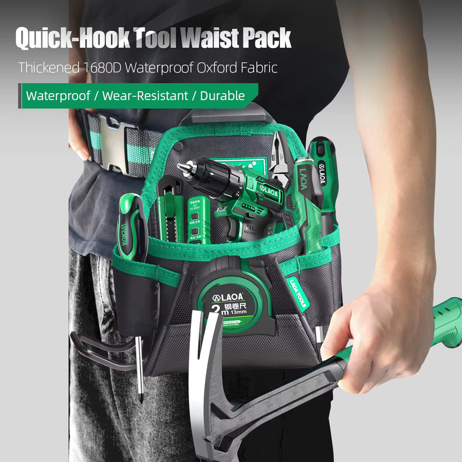 LAOA Schnellverschluss-Werkzeugtasche für Elektriker und Tischler als langlebige Hüfttasche und Gürtelschlaufenholster für Wartungsarbeiten - Bild 3