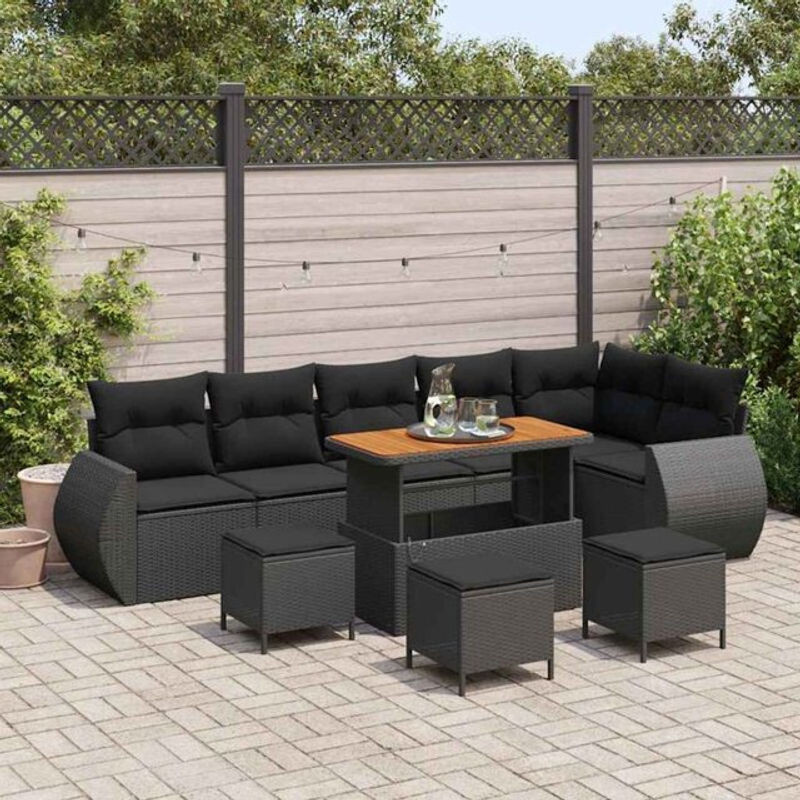 Modernes Garten-Sofa-Set aus Poly-Rattan in Schwarz von vidaxl - Bild 1