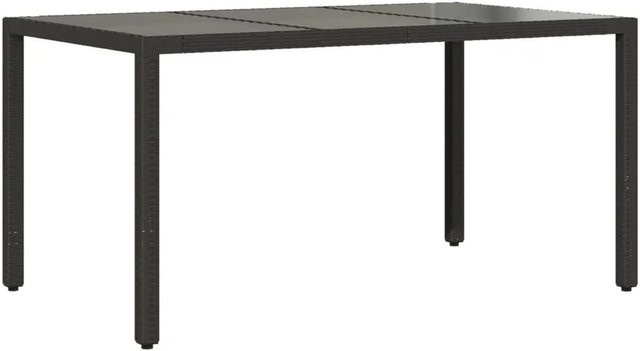 Furnicato Gartentisch aus PE-Rattan mit Glasplatte in Schwarz, B/T/H: 150 x 90 x 75 cm - Bild 1