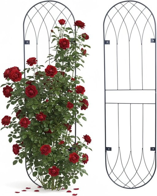 Relaxdays Wandrankgitter 2er Set aus Stahl in Schwarz, wetterfest für Garten, Terrasse und Balkon, Höhe: 140 cm, Breite: 38 cm, Tiefe: 1 cm - Bild 1