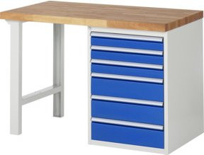 Rau Werkbank 7515A1 mit 6 Schubladen, Mehrfarbig, B: 125 cm, T: 70 cm, H: 89 cm - Bild 1