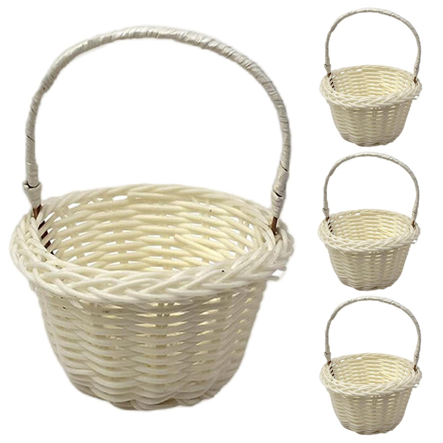Set mit 4 handgefertigten Rattan-Körben in Braun von Home Living Time als minimalistisches Deko-Ornament - Bild 1