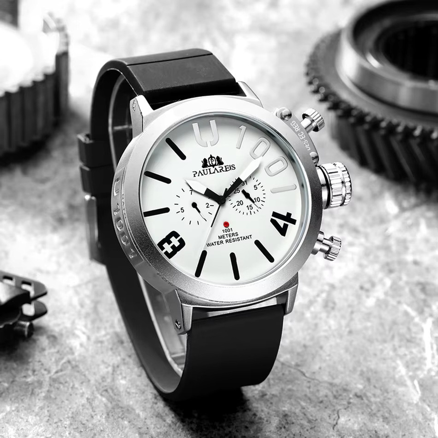 PAULAREIS P Armbanduhr Automatik, Edelstahl, Silber, Kautschuk, Herren - Bild 3