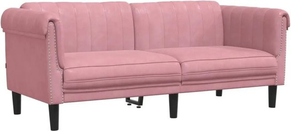vidaXL 2-Sitzer Sofa aus Samt in Rosa mit Massivholzrahmen und Armlehnen