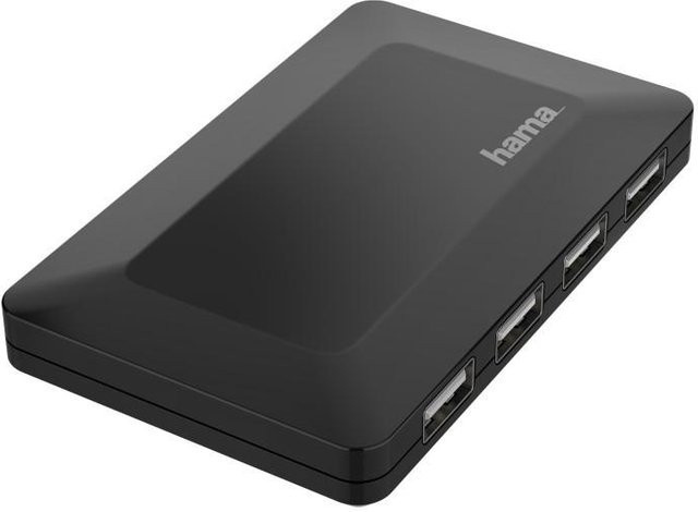 Hama USB-Hub mit 4 USB 2.0 Ports, 480 Mbit/s, Schwarz, inkl. Kabel und Netzteil - Bild 1