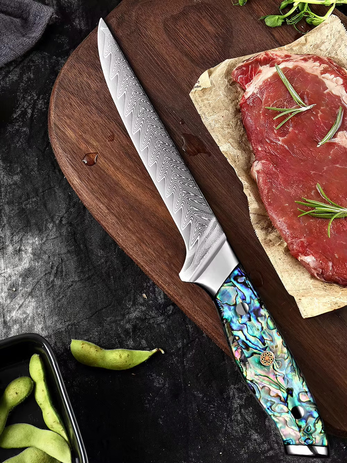 Xituo Damaststahl Ausbeinmesser mit flexibler Klinge, professionelles Filetmesser für Fisch, Geflügel und Fleisch, Mehrfarbig, Klingenlänge: 15,24 cm - Bild 7