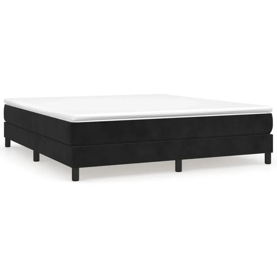 vidaXL Boxspringbett mit Matratze in Schwarz aus Samt, Hybridbett mit Taschenfederkern, B/T/H: 180 x 200 x 250 cm - Bild 2