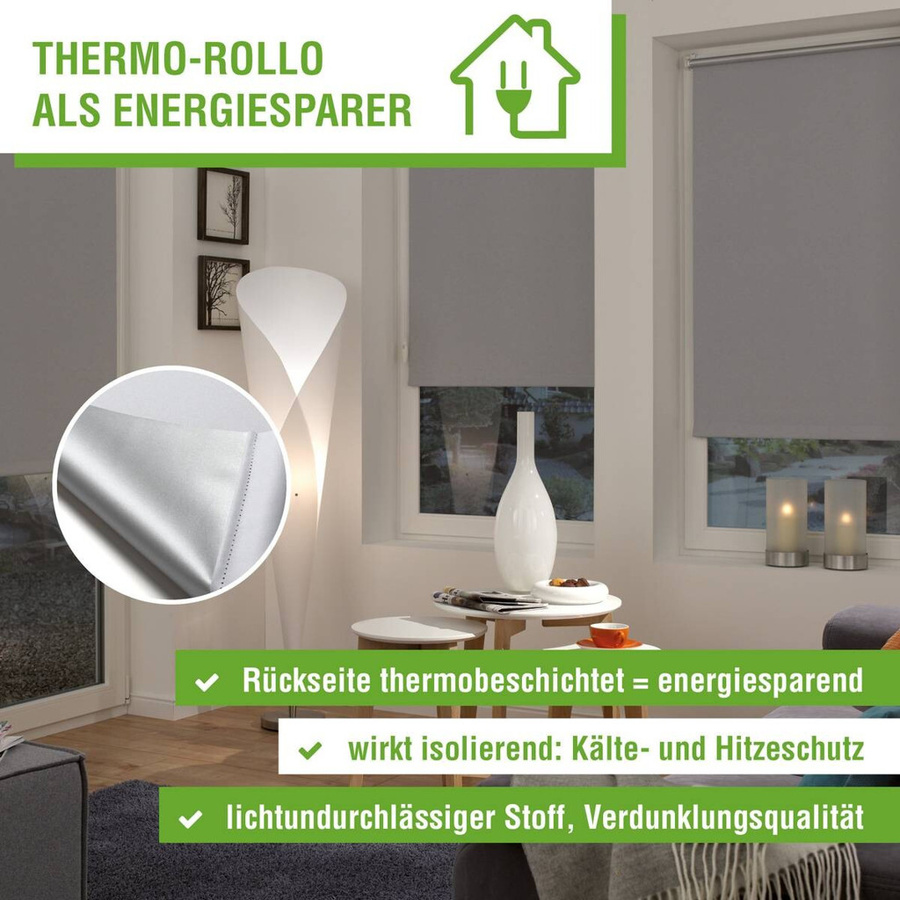 Boviva Thermo Klebe- und Klemmrollo in Verdunklungsqualität, Schwarz, B: 100 cm, H: 150 cm - Bild 3