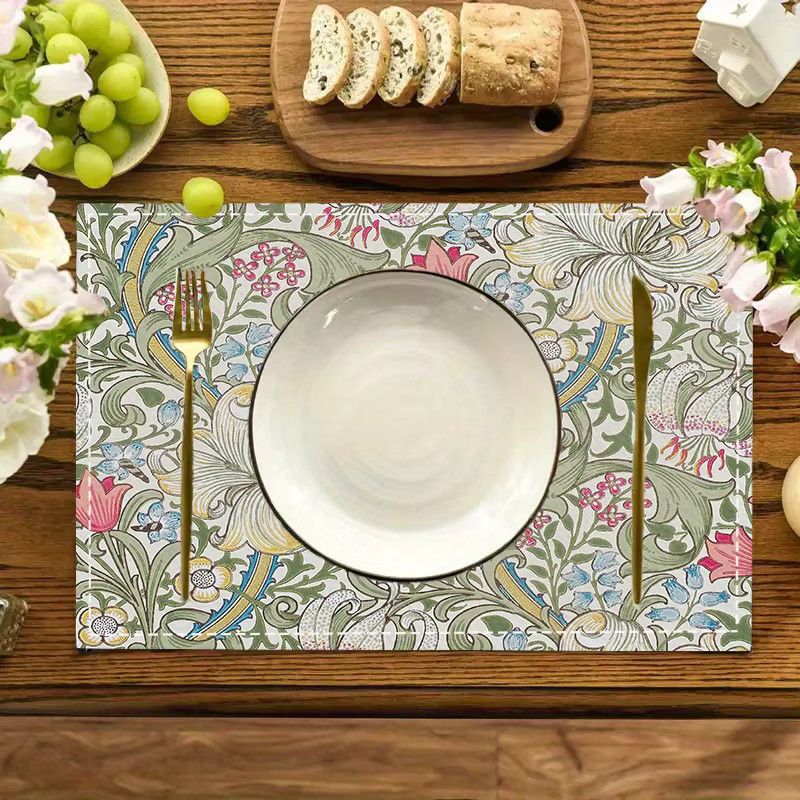 VIKAMA Tischsets im europäischen Vintage-Floral-Design, wasserdicht, ideal für Restaurant und Nachmittagstee - Bild 3