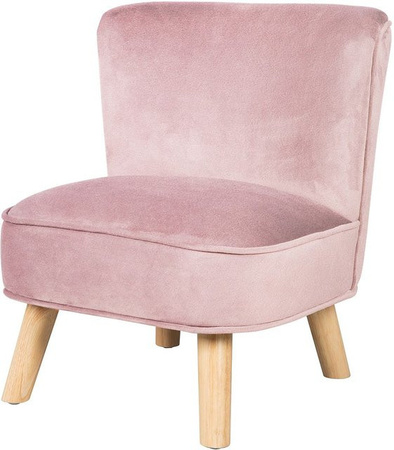 Roba Kindersessel aus Samtstoff in Pink im Retro-Look mit Holzbeinen B/T/H: 48 x 40 x 44 cm