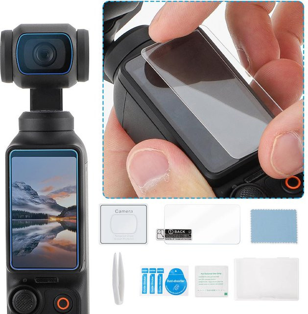 Sunnylife Schutzfolien-Set für Osmo Pocket 3, hochauflösendes und explosionsgeschütztes Zubehör für Linse und Bildschirm, transparent - Bild 1