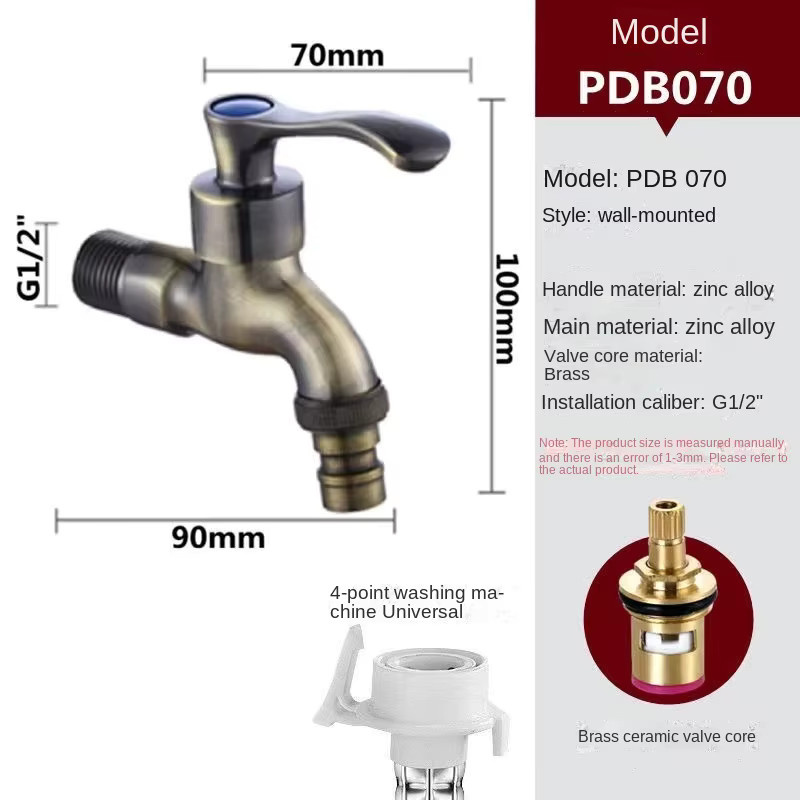 Anituqe Vintage Garten Wasserhahn aus Messing in Bronze, Wandmontierter Outdoor Wasserhahn für Waschmaschine und Garten - Bild 1