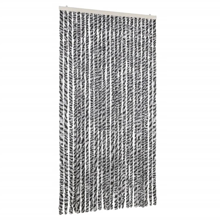 vidaXL Fliegenvorhang aus Chenille in Grau Schwarz und Weiß, B/H: 100 x 200 cm - Bild 2