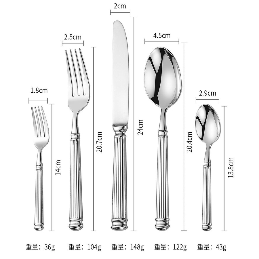 Chengxuan Besteckset aus poliertem Edelstahl 304 in Silber für High-End-Restaurants und Steakhouses - Bild 2
