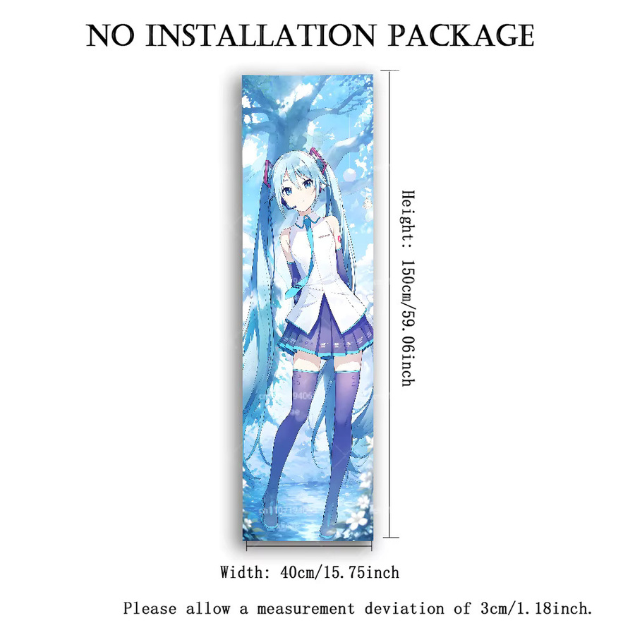 Kawaii Miku Wandteppich von Bandai in Pastellblau mit Aquarell-Illustration zur Otaku-Raumdekoration - Bild 2