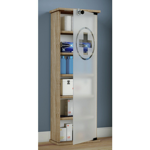 VCM Medizinschrank Gusal XXL in Beige mit Glastüren und Regalböden, B/T/H: 92 x 31 x 18 cm - Bild 2