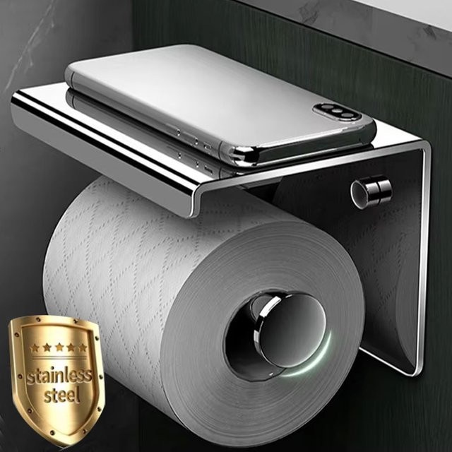 YUNJIEYA Toilettenpapierhalter aus Edelstahl 304 in Silber, wandmontierte wasserdichte Toilettenpapierbox und Taschentuchhalter für das Badezimmer - Bild 1