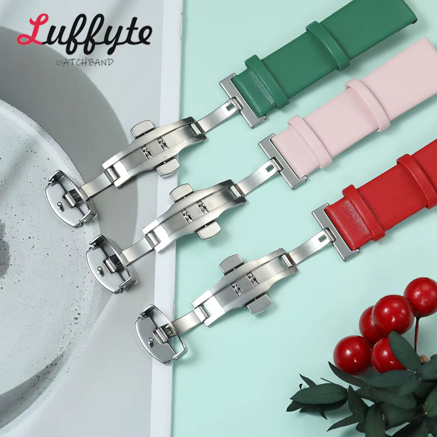 luffyte Uhrenarmband Leder, Edelstahl, Weiß, Unisex - Bild 2