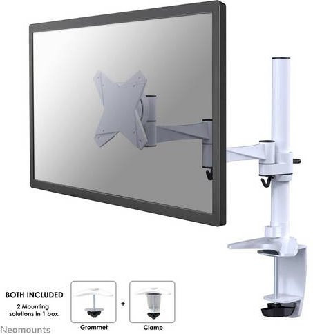 Neomounts Monitor-Tischhalterung FPMA-D1330WHITE Weiß, für 1 Display von 25,4 cm bis 76,2 cm, höhenverstellbar, neigbar, schwenkbar und rotierbar, VESA 75x75 mm - Bild 1