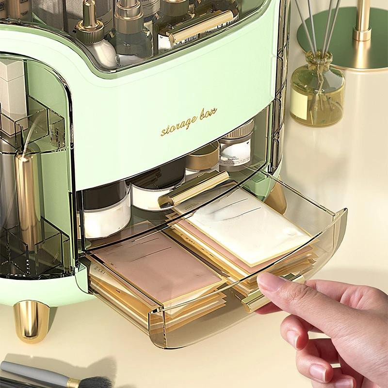 Glow Makeup Staubdichte Desktop-Kosmetik-Aufbewahrungsbox und Make-up-Organizer in Transparent - Bild 4