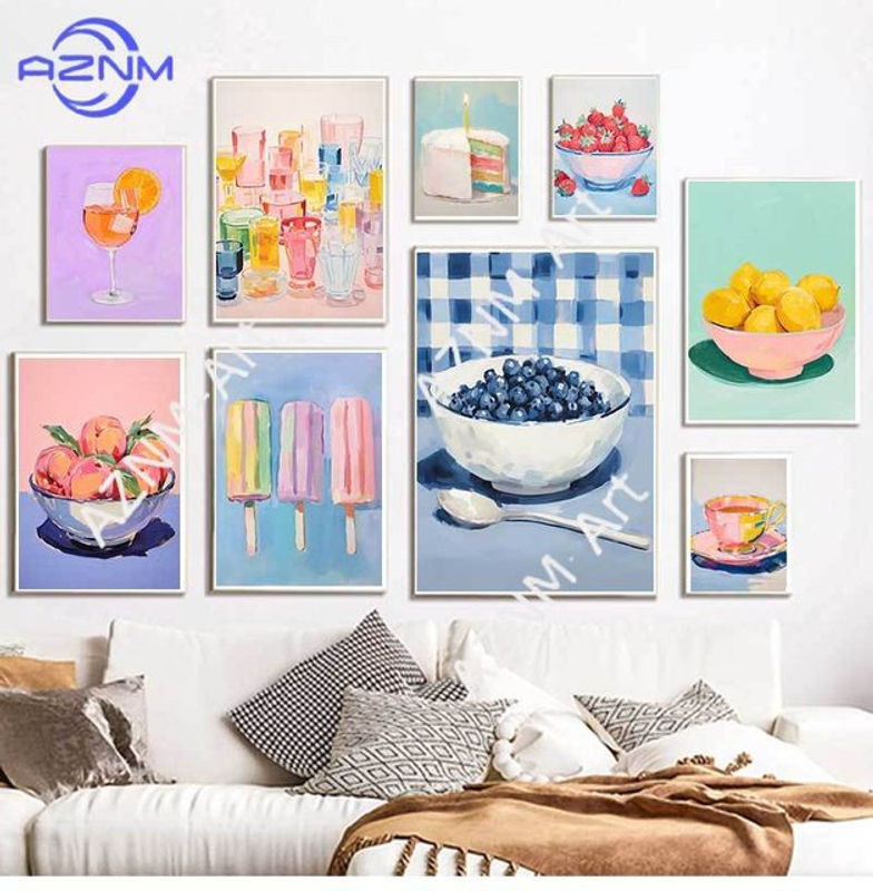 KAYOU Leinwandgemälde Sommer-Eis am Stiel als Wandkunst für Küche und Esszimmer, mehrfarbig, Hochformat - Bild 1