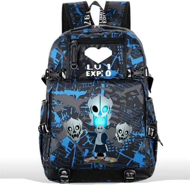 3-teiliges Schulrucksack-Set in Blau aus Oxford-Stoff mit großem Fassungsvermögen inklusive Federmäppchen und Schultergurt - Bild 1
