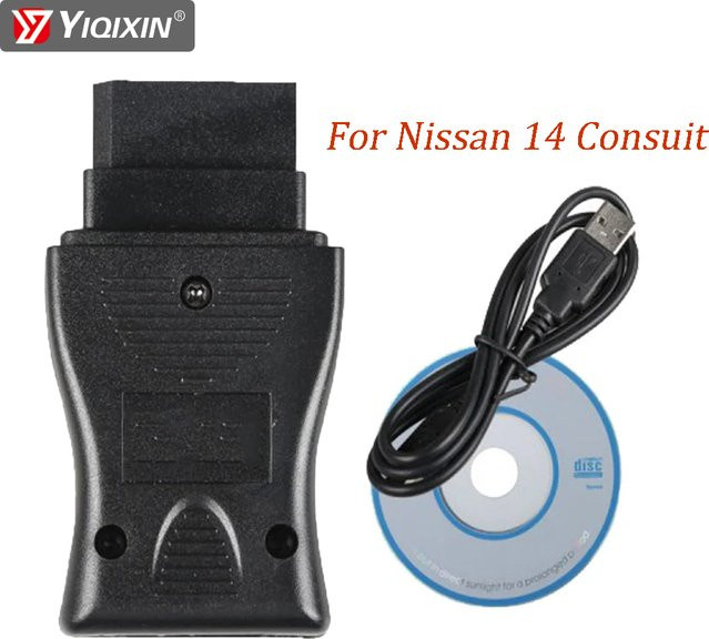 YIQIXIN Auto Diagnose Kabel für Nissan Consult Interface mit 14 Pin USB OBD Stecker Adapter in Schwarz - Bild 1