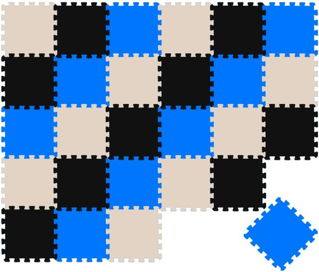 LittleTom Baby & Kinder Puzzlematte mit 27 Teilen in Schwarz, Beige und Dunkelblau, B/T/H: 30 x 30 cm - Bild 1