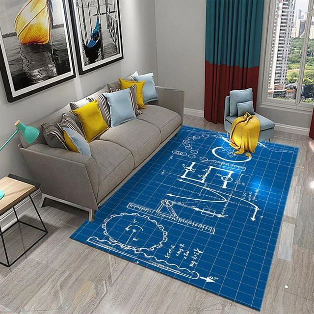 Karpetti 3D Mathematische Formel Teppich in Blau, Rutschfeste Matte mit Kreativem Design für Kinderzimmer, Badezimmer oder Wohnzimmer, B/T: 60 x 40 cm - Bild 1