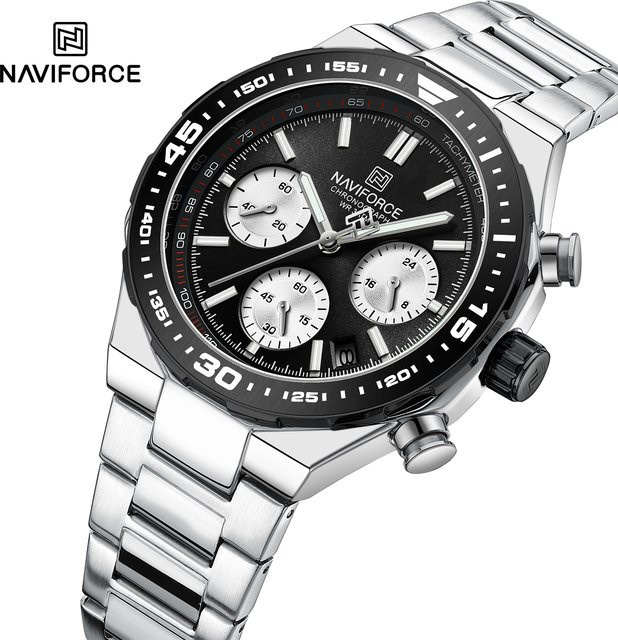 NAVIFORCE Armbanduhr, Quarz, Edelstahl, Schwarz, Silber, Herren - Bild 1