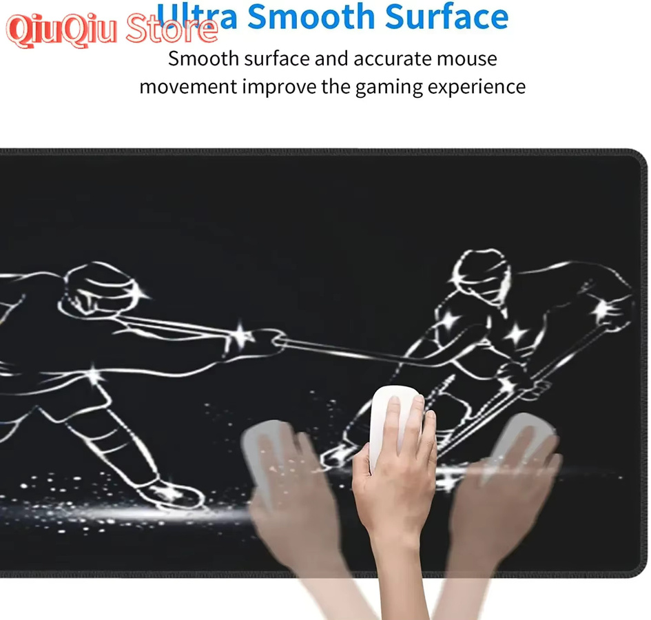 Potdemiel Eishockey-Gaming-Mauspad Schwarz, professionelle E-Sport-Mäusematte mit rutschfester Gummiunterseite - Bild 5