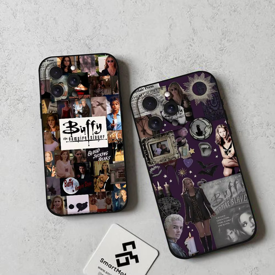 Mesuca Handyhülle im Buffy The Vampire Slayer Design für iPhone 11 12 13 14 15 16 Pro Max Mini X Xs XR, Schwarze Silikonhülle, Multicolour - Bild 2