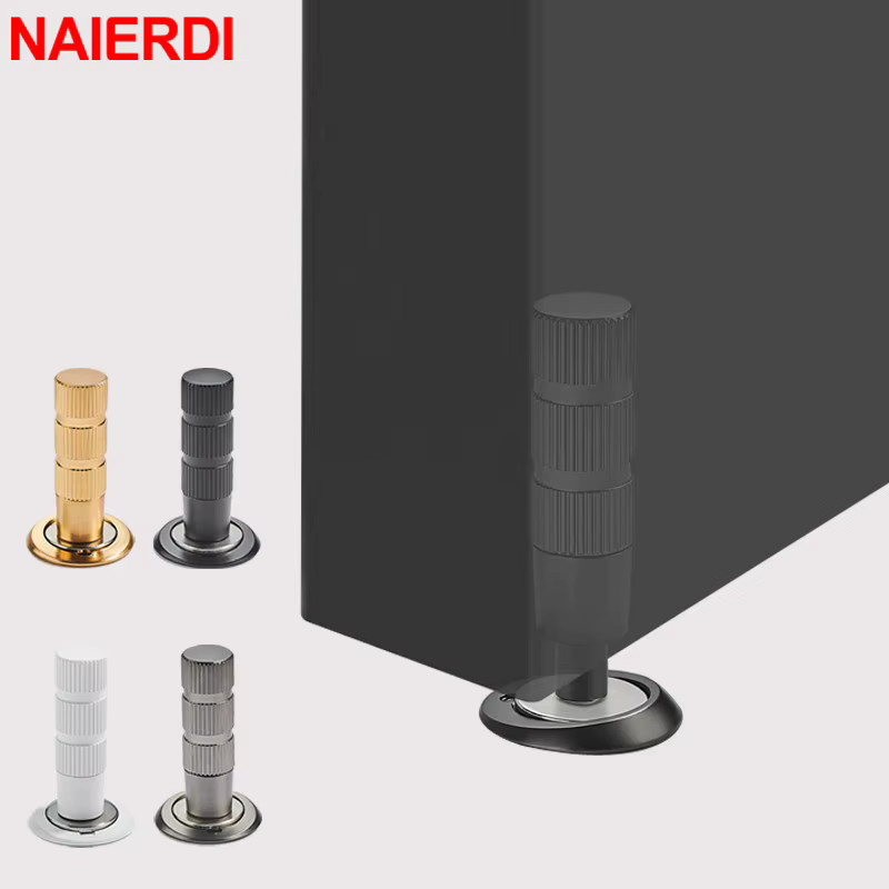 NAIERDI Unsichtbarer Magnet-Türstopper aus Zinklegierung in Silber, verstellbare Türsaugung aus Kupfer mit gebürstetem Finish - Bild 2